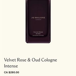 Jo Malone velvet rose and oud 100ml Cologne Intense perfume
